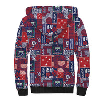 Red Samoa Manuia Le Kerisimasi Sherpa Hoodie Pacific Patchwork Xmas Vibes - Polynesian Pride