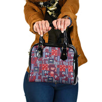 Red Samoa Manuia Le Kerisimasi Shoulder Handbag Pacific Patchwork Xmas Vibes LT9 One Size Red - Polynesian Pride