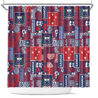 Red Samoa Manuia Le Kerisimasi Shower Curtain Pacific Patchwork Xmas Vibes LT9 Red - Polynesian Pride