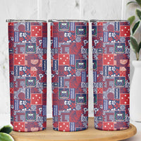 Red Samoa Manuia Le Kerisimasi Skinny Tumbler Pacific Patchwork Xmas Vibes LT9 - Polynesian Pride