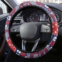Red Samoa Manuia Le Kerisimasi Steering Wheel Cover Pacific Patchwork Xmas Vibes LT9 - Polynesian Pride