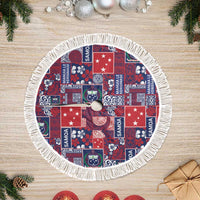 Red Samoa Manuia Le Kerisimasi Tree Skirt Pacific Patchwork Xmas Vibes - Polynesian Pride