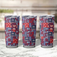 Red Samoa Manuia Le Kerisimasi Tumbler Cup Pacific Patchwork Xmas Vibes LT9 - Polynesian Pride