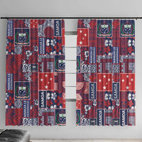 Red Samoa Manuia Le Kerisimasi Window Curtain Pacific Patchwork Xmas Vibes LT9 With Hooks Red - Polynesian Pride