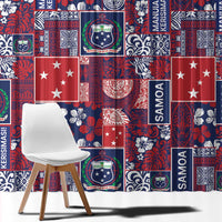 Red Samoa Manuia Le Kerisimasi Window Curtain Pacific Patchwork Xmas Vibes LT9 - Polynesian Pride