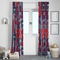 Red Samoa Manuia Le Kerisimasi Window Curtain Pacific Patchwork Xmas Vibes LT9 - Polynesian Pride
