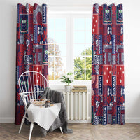 Red Samoa Manuia Le Kerisimasi Window Curtain Pacific Patchwork Xmas Vibes LT9 - Polynesian Pride