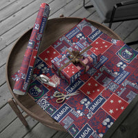 Red Samoa Manuia Le Kerisimasi Wrapping Paper Pacific Patchwork Xmas Vibes - Polynesian Pride