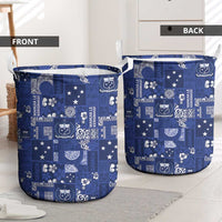 Blue Samoa Manuia Le Kerisimasi Laundry Basket Pacific Patchwork Xmas Vibes - Polynesian Pride