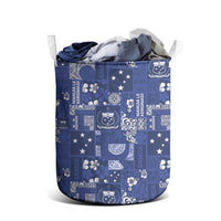 Blue Samoa Manuia Le Kerisimasi Laundry Basket Pacific Patchwork Xmas Vibes - Polynesian Pride