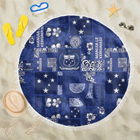 Blue Samoa Manuia Le Kerisimasi Beach Blanket Pacific Patchwork Xmas Vibes - Polynesian Pride
