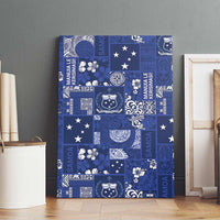 Blue Samoa Manuia Le Kerisimasi Canvas Wall Art Pacific Patchwork Xmas Vibes - Polynesian Pride