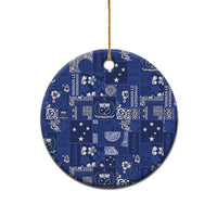 Blue Samoa Manuia Le Kerisimasi Ceramic Ornament Pacific Patchwork Xmas Vibes - Polynesian Pride