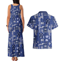 Blue Samoa Manuia Le Kerisimasi Couples Matching Tank Maxi Dress and Hawaiian Shirt Pacific Patchwork Xmas Vibes LT9 - Polynesian Pride