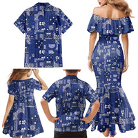 Blue Samoa Manuia Le Kerisimasi Family Matching Mermaid Dress and Hawaiian Shirt Pacific Patchwork Xmas Vibes - Polynesian Pride