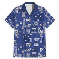 Blue Samoa Manuia Le Kerisimasi Family Matching Mermaid Dress and Hawaiian Shirt Pacific Patchwork Xmas Vibes LT9 Dad's Shirt - Short Sleeve Blue - Polynesian Pride