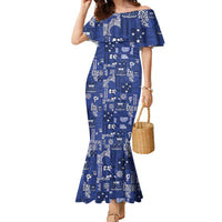 Blue Samoa Manuia Le Kerisimasi Family Matching Mermaid Dress and Hawaiian Shirt Pacific Patchwork Xmas Vibes LT9 Mom's Dress Blue - Polynesian Pride
