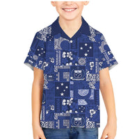Blue Samoa Manuia Le Kerisimasi Family Matching Mermaid Dress and Hawaiian Shirt Pacific Patchwork Xmas Vibes LT9 Son's Shirt Blue - Polynesian Pride