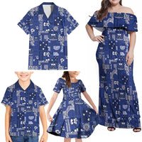 Blue Samoa Manuia Le Kerisimasi Family Matching Off Shoulder Maxi Dress and Hawaiian Shirt Pacific Patchwork Xmas Vibes LT9 - Polynesian Pride