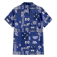 Blue Samoa Manuia Le Kerisimasi Family Matching Off Shoulder Short Dress and Hawaiian Shirt Pacific Patchwork Xmas Vibes LT9 - Polynesian Pride