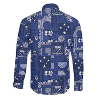 Blue Samoa Manuia Le Kerisimasi Family Matching Off Shoulder Short Dress and Hawaiian Shirt Pacific Patchwork Xmas Vibes LT9 - Polynesian Pride