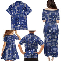 Blue Samoa Manuia Le Kerisimasi Family Matching Puletasi and Hawaiian Shirt Pacific Patchwork Xmas Vibes LT9 - Polynesian Pride