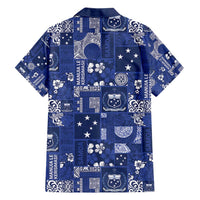 Blue Samoa Manuia Le Kerisimasi Family Matching Short Sleeve Bodycon Dress and Hawaiian Shirt Pacific Patchwork Xmas Vibes - Polynesian Pride