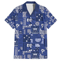 Blue Samoa Manuia Le Kerisimasi Family Matching Tank Maxi Dress and Hawaiian Shirt Pacific Patchwork Xmas Vibes LT9 Dad's Shirt - Short Sleeve Blue - Polynesian Pride