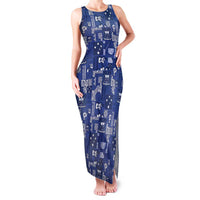 Blue Samoa Manuia Le Kerisimasi Family Matching Tank Maxi Dress and Hawaiian Shirt Pacific Patchwork Xmas Vibes LT9 Mom's Dress Blue - Polynesian Pride