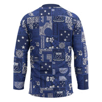 Blue Samoa Manuia Le Kerisimasi Hockey Jersey Pacific Patchwork Xmas Vibes LT9 - Polynesian Pride
