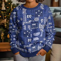 Blue Samoa Manuia Le Kerisimasi Kid Ugly Christmas Sweater Pacific Patchwork Xmas Vibes - Polynesian Pride