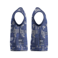 Blue Samoa Manuia Le Kerisimasi Christmas Knitted V-Neck Vest Pacific Patchwork Xmas Vibes - Polynesian Pride