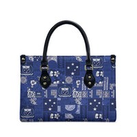 Blue Samoa Manuia Le Kerisimasi Leather Bag Pacific Patchwork Xmas Vibes - Polynesian Pride