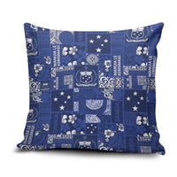 Blue Samoa Manuia Le Kerisimasi Pillow Cover Pacific Patchwork Xmas Vibes - Polynesian Pride