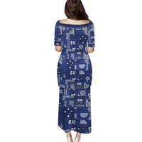 Blue Samoa Manuia Le Kerisimasi Puletasi Pacific Patchwork Xmas Vibes LT9 - Polynesian Pride