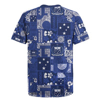 Blue Samoa Manuia Le Kerisimasi Rugby Jersey Pacific Patchwork Xmas Vibes LT9 - Polynesian Pride
