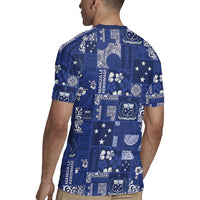 Blue Samoa Manuia Le Kerisimasi Rugby Jersey Pacific Patchwork Xmas Vibes LT9 - Polynesian Pride
