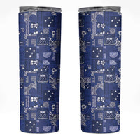 Blue Samoa Manuia Le Kerisimasi Skinny Tumbler Pacific Patchwork Xmas Vibes - Polynesian Pride