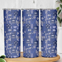 Blue Samoa Manuia Le Kerisimasi Skinny Tumbler Pacific Patchwork Xmas Vibes - Polynesian Pride