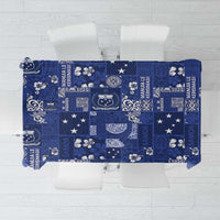 Blue Samoa Manuia Le Kerisimasi Tablecloth Pacific Patchwork Xmas Vibes - Polynesian Pride