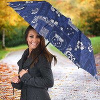 Blue Samoa Manuia Le Kerisimasi Umbrella Pacific Patchwork Xmas Vibes - Polynesian Pride
