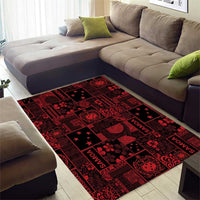 Dark Samoa Manuia Le Kerisimasi Area Rug Pacific Patchwork Xmas Vibes - Polynesian Pride