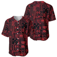 Dark Samoa Manuia Le Kerisimasi Baseball Jersey Pacific Patchwork Xmas Vibes LT9 - Polynesian Pride