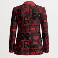 Dark Samoa Manuia Le Kerisimasi Blazer Pacific Patchwork Xmas Vibes - Polynesian Pride