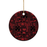 Dark Samoa Manuia Le Kerisimasi Ceramic Ornament Pacific Patchwork Xmas Vibes - Polynesian Pride