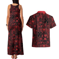 Dark Samoa Manuia Le Kerisimasi Couples Matching Tank Maxi Dress and Hawaiian Shirt Pacific Patchwork Xmas Vibes LT9 - Polynesian Pride