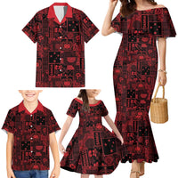 Dark Samoa Manuia Le Kerisimasi Family Matching Mermaid Dress and Hawaiian Shirt Pacific Patchwork Xmas Vibes - Polynesian Pride