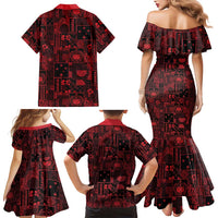 Dark Samoa Manuia Le Kerisimasi Family Matching Mermaid Dress and Hawaiian Shirt Pacific Patchwork Xmas Vibes - Polynesian Pride