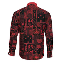 Dark Samoa Manuia Le Kerisimasi Family Matching Off The Shoulder Long Sleeve Dress and Hawaiian Shirt Pacific Patchwork Xmas Vibes - Polynesian Pride