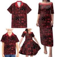 Dark Samoa Manuia Le Kerisimasi Family Matching Puletasi and Hawaiian Shirt Pacific Patchwork Xmas Vibes LT9 - Polynesian Pride
